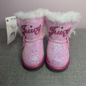 New Kids Juicy Couture Pink Glitter Boots Size 5